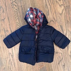 Navy Blue Baby Puffer Jacket with Hood size 6 mo